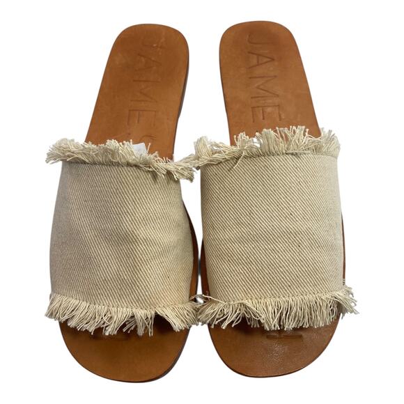 James Smith Cream Denim Fray Size 9 EU 39 Slides Sandals - Picture 1 of 8